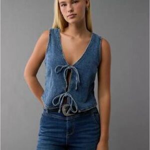 AE Denim Bow Tie Vest